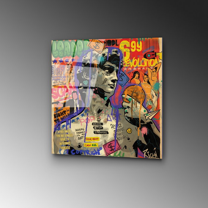 Wallity Pintura Decorativa de Vidrio Templado Multicolor 50 x 50 cm